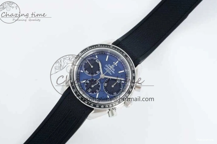 0226 SportInspired Speedmaster Racing Master SS HKF Best Edition Blue Black Dial on Black Rubber Strap A 7817